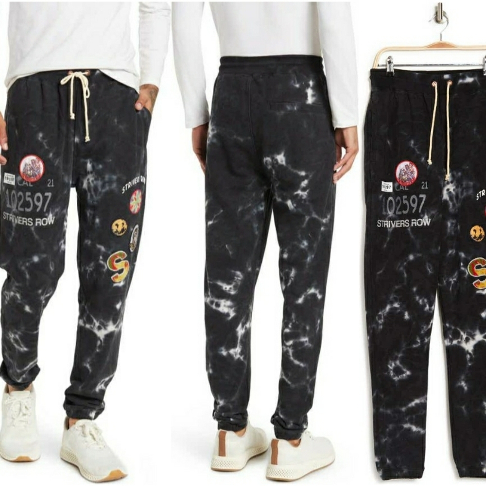 Strivers Row Continental Logo Patch Tie-Dye Sweatpants, size Large